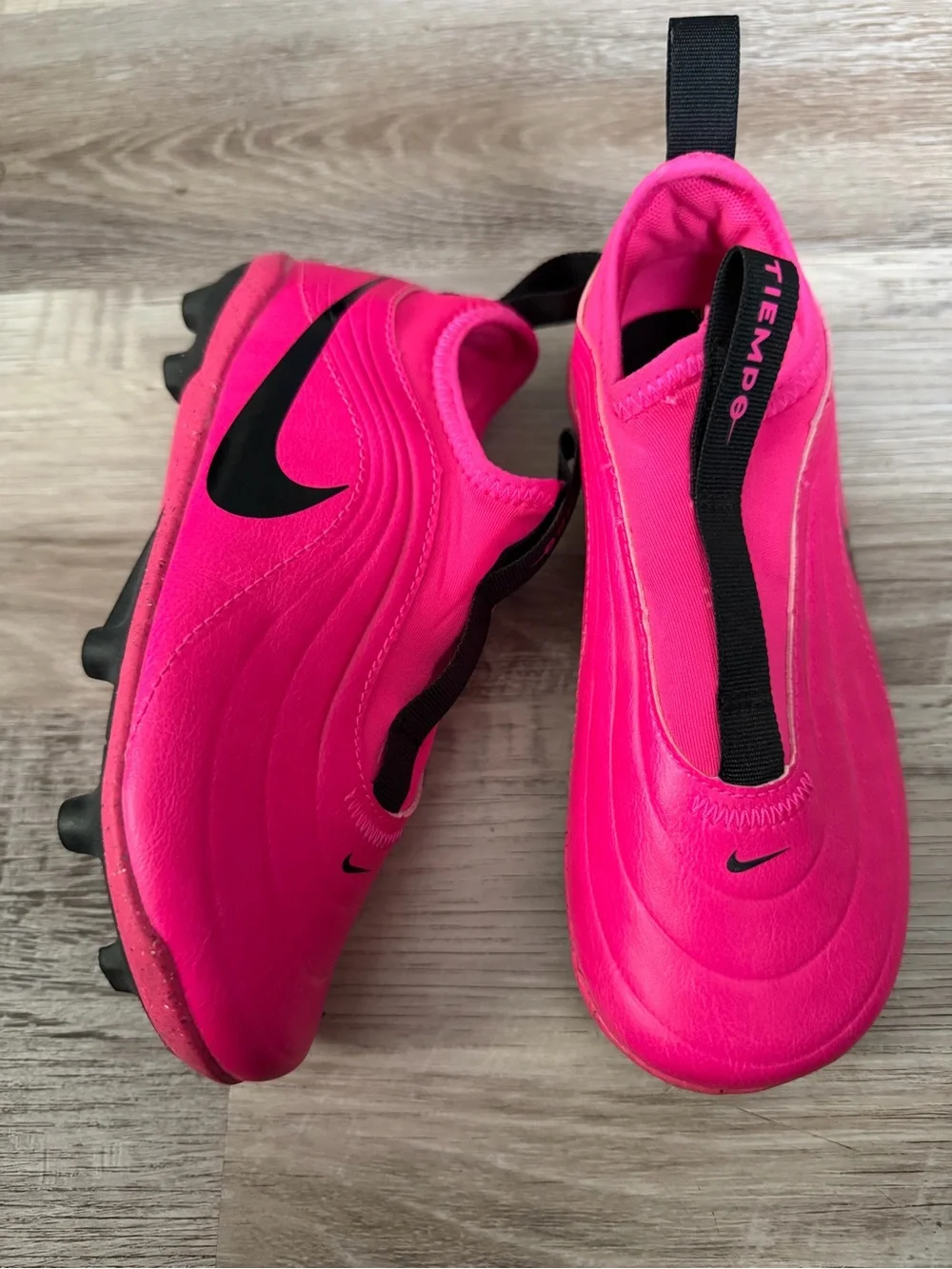 Nike Pink Tiempo Soccer Cleats with Black Swoosh
